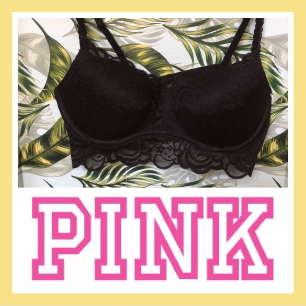 Victorias Secret PINK Black Bralette NWOT Size L